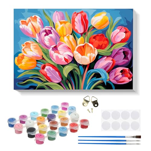 RICUVED Blume Malen Nach Zahlen Erwachsene,Tulpe Paint by Numbers Malen Nach Zahlen Kinder mit 20x30cm Holzrahmen, DIY mit Pinseln und Acrylfarben Handgemalt Ölgemälde Leinwand für Home Decor RICUVED Blume Malen Nach Zahlen Erwachsene,Tulpe Paint by Numbers Malen Nach Zahlen Kinder mit 20x30cm Holzrahmen, DIY mit Pinseln und Acrylfarben Handgemalt Ölgemälde Leinwand für Home Decor von RICUVED