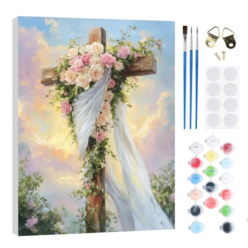 RICUVED Blume Malen nach Zahlen Kinder mit Rahmen-Blume Paint by Numbers für Kind, Cute Ölgemälde Kinder ab 5 6 7 8 9 Jahre für Hause Dekoration Verwendet Werden 20x30cm von RICUVED