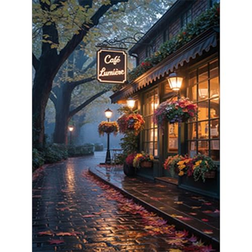 RICUVED Café Diamond Painting Erwachsene, 5D Landschaft Diamant Painting Bilder Erwachsene, DIY Diamond Painting Bilder Diamant Malerei Set für Wanddekoration 30x40cm von RICUVED