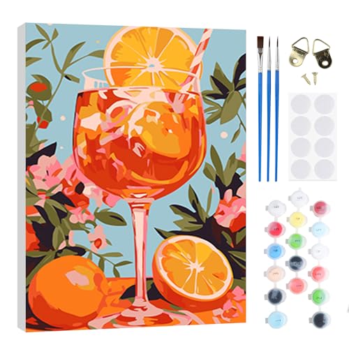 RICUVED DIY Glas Getränk Malen nach Zahlen Set für Erwachsene Kinder mit Holzrahmen -Ölgemälde für Anfänger, Paint by Numbers kits, perfekte Geschenkidee und Wanddekoration 20x30cm von RICUVED