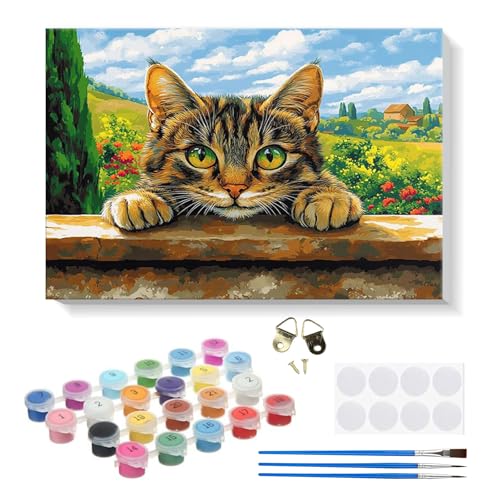 RICUVED DIY Katze Malen nach Zahlen Set für Erwachsene Kinder mit Rahmen - Tiere Paint by Numbers Set Mit Ölgemälde für Anfänger, Leinwand, Pinsel und Farben Wanddekoration 20x30cm RICUVED DIY Katze Malen nach Zahlen Set für Erwachsene Kinder mit Rahmen - Tiere Paint by Numbers Set Mit Ölgemälde für Anfänger, Leinwand, Pinsel und Farben Wanddekoration 20x30cm von RICUVED