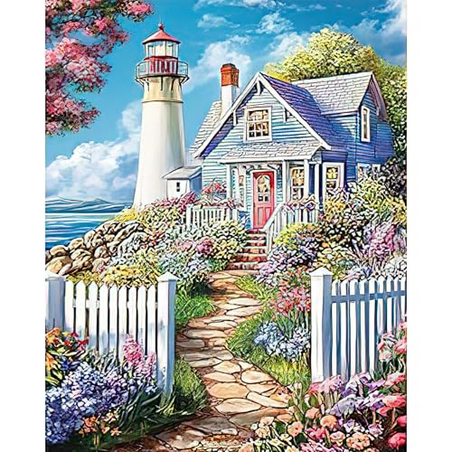 RICUVED DIY Leuchtturm Malen nach Zahlen für Erwachsene -Landschaft Malen nach Zahlen 40x50cm Leinwand-Set ohne Rahmen mit Acrylfarben, 3 Pinseln Metallhaken - Perfekt für Anfänger Kunstliebhaber RICUVED DIY Leuchtturm Malen nach Zahlen für Erwachsene -Landschaft Malen nach Zahlen 40x50cm Leinwand-Set ohne Rahmen mit Acrylfarben, 3 Pinseln Metallhaken - Perfekt für Anfänger Kunstliebhaber von RICUVED