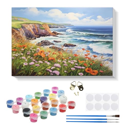 RICUVED DIY Meer Klippen Malen nach Zahlen Set für Erwachsene Kinder mit Holzrahmen - Landschaft Paint by Numbers Set Mit Ölgemälde für Anfänger, Leinwand, Pinsel und Farben Wanddekoration 20x30cm RICUVED DIY Meer Klippen Malen nach Zahlen Set für Erwachsene Kinder mit Holzrahmen - Landschaft Paint by Numbers Set Mit Ölgemälde für Anfänger, Leinwand, Pinsel und Farben Wanddekoration 20x30cm von RICUVED
