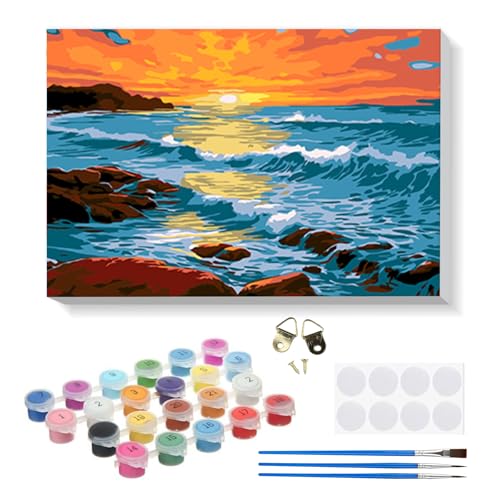 RICUVED DIY Meer Malen nach Zahlen mit Rahmen –Landschaft Paint by Number Set für Erwachsene und Kinder mit hochwertiger Leinwand und Acrylfarben – Einfache Nutzung für Anfänger 20x30cm RICUVED DIY Meer Malen nach Zahlen mit Rahmen –Landschaft Paint by Number Set für Erwachsene und Kinder mit hochwertiger Leinwand und Acrylfarben – Einfache Nutzung für Anfänger 20x30cm von RICUVED