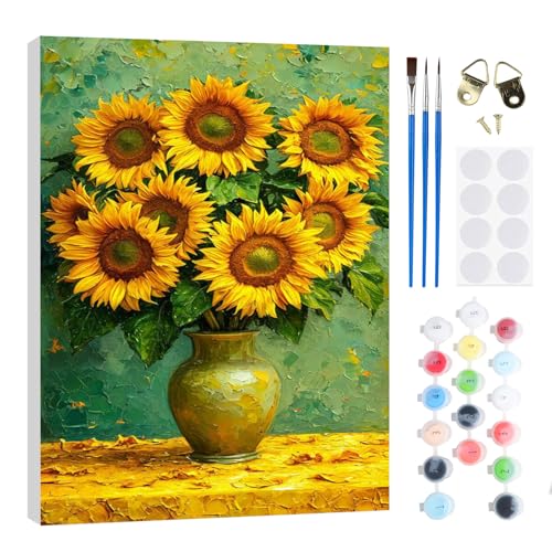 RICUVED DIY Sonnenblume Malen nach Zahlen Set für Erwachsene Kinder mit Holzrahmen -Vase Blume Ölgemälde für Anfänger, Paint by Numbers kits, perfekte Geschenkidee und Wanddekoration 20x30cm RICUVED DIY Sonnenblume Malen nach Zahlen Set für Erwachsene Kinder mit Holzrahmen -Vase Blume Ölgemälde für Anfänger, Paint by Numbers kits, perfekte Geschenkidee und Wanddekoration 20x30cm von RICUVED