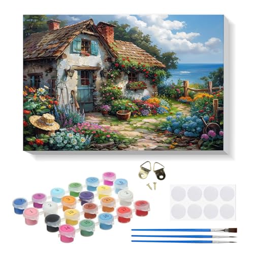 RICUVED DIY Steinhaus Malen nach Zahlen Set für Erwachsene Kinder mit Holzrahmen - Landschaft Paint by Numbers Set Mit Ölgemälde für Anfänger, Leinwand, Pinsel und Farben Wanddekoration 20x30cm RICUVED DIY Steinhaus Malen nach Zahlen Set für Erwachsene Kinder mit Holzrahmen - Landschaft Paint by Numbers Set Mit Ölgemälde für Anfänger, Leinwand, Pinsel und Farben Wanddekoration 20x30cm von RICUVED
