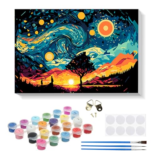 RICUVED DIY Sternenhimmel Malen nach Zahlen Set für Erwachsene Kinder mit Holzrahmen - Landschaft Paint by Numbers Set Mit Ölgemälde für Anfänger, Leinwand, Pinsel und Farben Wanddekoration 20x30cm RICUVED DIY Sternenhimmel Malen nach Zahlen Set für Erwachsene Kinder mit Holzrahmen - Landschaft Paint by Numbers Set Mit Ölgemälde für Anfänger, Leinwand, Pinsel und Farben Wanddekoration 20x30cm von RICUVED