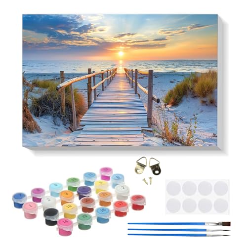 RICUVED DIY Strand Malen nach Zahlen Set für Erwachsene Kinder mit Holzrahmen - Landschaft Paint by Numbers Set Mit Ölgemälde für Anfänger, Leinwand, Pinsel und Farben Wanddekoration 30x40cm RICUVED DIY Strand Malen nach Zahlen Set für Erwachsene Kinder mit Holzrahmen - Landschaft Paint by Numbers Set Mit Ölgemälde für Anfänger, Leinwand, Pinsel und Farben Wanddekoration 30x40cm von RICUVED