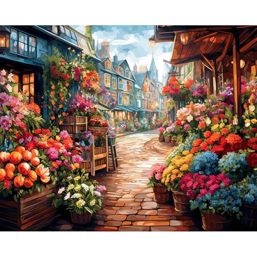RICUVED DIY Straße Blumen Malen nach Zahlen für Erwachsene -Landschaft Malen nach Zahlen 40x50cm Leinwand-Set ohne Rahmen mit Acrylfarben, 3 Pinseln Metallhaken - Perfekt für Anfänger Kunstliebhaber RICUVED DIY Straße Blumen Malen nach Zahlen für Erwachsene -Landschaft Malen nach Zahlen 40x50cm Leinwand-Set ohne Rahmen mit Acrylfarben, 3 Pinseln Metallhaken - Perfekt für Anfänger Kunstliebhaber von RICUVED