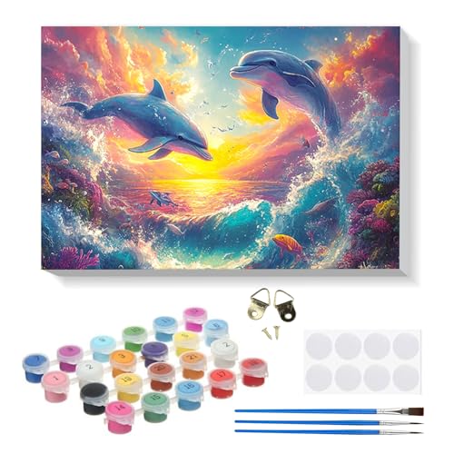 RICUVED Delfin Malen nach Zahlen Erwachsene Kinder, Tiere Malen nach Zahlen DIY Handgemalt Ölgemälde Kit Paint by Numbers Adult mit Rahmen 3 - Pinseln und Acrylfarbe Kit 20x30cm RICUVED Delfin Malen nach Zahlen Erwachsene Kinder, Tiere Malen nach Zahlen DIY Handgemalt Ölgemälde Kit Paint by Numbers Adult mit Rahmen 3 - Pinseln und Acrylfarbe Kit 20x30cm von RICUVED
