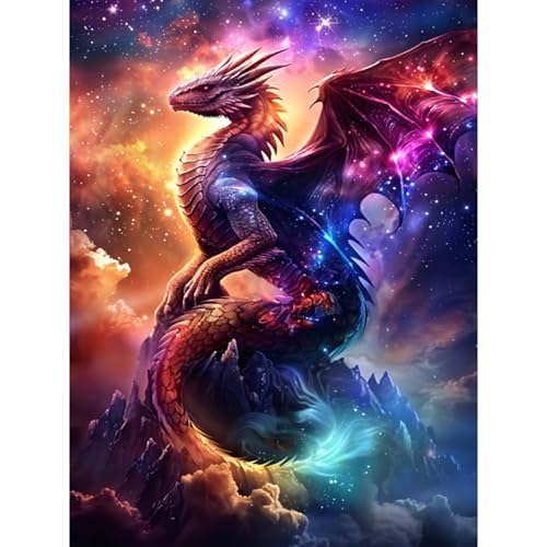 RICUVED Dragon Diamond Painting Erwachsene, 5D Diamant Painting Bilder Erwachsene, DIY Diamond Painting Bilder Tiere Diamant Malerei Set für Wanddekoration 30x40cm von RICUVED