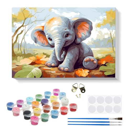 RICUVED Elefant Malen Nach Zahlen Erwachsene,Tiere Paint by Numbers Malen Nach Zahlen Kinder mit 20x30cm Holzrahmen, DIY mit Pinseln und Acrylfarben Handgemalt Ölgemälde Leinwand für Home Decor RICUVED Elefant Malen Nach Zahlen Erwachsene,Tiere Paint by Numbers Malen Nach Zahlen Kinder mit 20x30cm Holzrahmen, DIY mit Pinseln und Acrylfarben Handgemalt Ölgemälde Leinwand für Home Decor von RICUVED