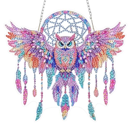 RICUVED Eule Traumfänger Diamond Painting Anhänger, 5D Tiere Diamond Painting Hängende Ornament Set Kinder Erwachsene,Special Shaped Anhänger Diamant Painting Bilder Windspiel für Dekoration RICUVED Eule Traumfänger Diamond Painting Anhänger, 5D Tiere Diamond Painting Hängende Ornament Set Kinder Erwachsene,Special Shaped Anhänger Diamant Painting Bilder Windspiel für Dekoration von RICUVED