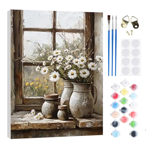 RICUVED Fenster Malen Nach Zahlen Erwachsene,Blume Paint by Numbers Malen Nach Zahlen Kinder mit 20x30cm Holzrahmen, DIY mit Pinseln und Acrylfarben Handgemalt Ölgemälde Leinwand für Home Deco RICUVED Fenster Malen Nach Zahlen Erwachsene,Blume Paint by Numbers Malen Nach Zahlen Kinder mit 20x30cm Holzrahmen, DIY mit Pinseln und Acrylfarben Handgemalt Ölgemälde Leinwand für Home Deco von RICUVED