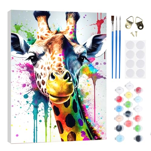 RICUVED Giraffe Buntes Malen nach Zahlen Erwachsene Kinder, Malen nach Zahlen Tiere DIY Handgemalt Ölgemälde Kit Paint by Numbers Adult mit Rahmen 3 - Pinseln und Acrylfarbe Kit 20x30cm RICUVED Giraffe Buntes Malen nach Zahlen Erwachsene Kinder, Malen nach Zahlen Tiere DIY Handgemalt Ölgemälde Kit Paint by Numbers Adult mit Rahmen 3 - Pinseln und Acrylfarbe Kit 20x30cm von RICUVED
