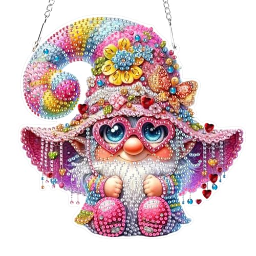 RICUVED Gnome Diamond Painting Anhänger Set,Schmetterling Diamant Painting Bilder Hängende Ornament Kits Erwachsene Special Shaped Diamond Art Anhänger DIY Diamond Painting Windspiel Kranz von RICUVED