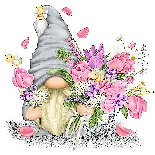 RICUVED Gnomes Diamond Painting Erwachsene, 5D Blumen Gnomes Diamant Painting Bilder Erwachsene, DIY Diamond Painting Bilder Diamant Malerei Set für Wanddekoration 35x35cm von RICUVED