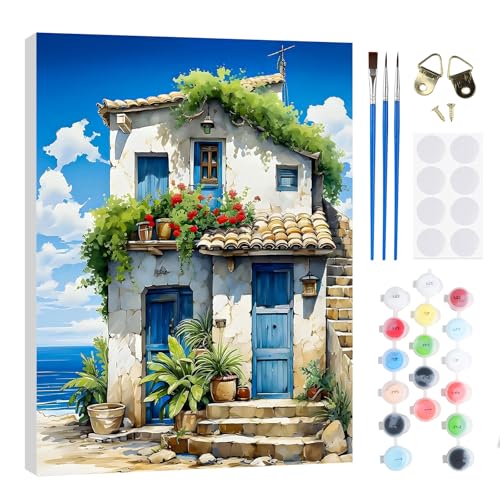 RICUVED Haus Malen nach Zahlen Set 30x40cm für Erwachsene Kinder mit Holzrahmen -Landschaft Digitale Ölmalerei Kits, DIY Kunstkit mit Farben Pinsel und Holzrahmen für Anfänger und Hobbykünstler RICUVED Haus Malen nach Zahlen Set 30x40cm für Erwachsene Kinder mit Holzrahmen -Landschaft Digitale Ölmalerei Kits, DIY Kunstkit mit Farben Pinsel und Holzrahmen für Anfänger und Hobbykünstler von RICUVED