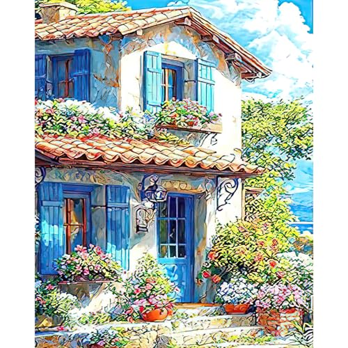 RICUVED Haus Malen nach Zahlen Set für Erwachsene Anfänger - Landschaft Malen nach Zahlen 40x50cm Leinwand ohne Rahmen, inkl. Pinsel, Acrylfarben Aufhänger - DIY Kunst zum Entspannen RICUVED Haus Malen nach Zahlen Set für Erwachsene Anfänger - Landschaft Malen nach Zahlen 40x50cm Leinwand ohne Rahmen, inkl. Pinsel, Acrylfarben Aufhänger - DIY Kunst zum Entspannen von RICUVED