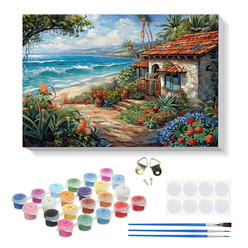 RICUVED Haus Strand Malen nach Zahlen Set für Erwachsene Kinder mit Holzrahmen -Landschaft Digitale Ölmalerei, DIY Kunstkit Mit 3 - Pinseln und Acrylfarbe knitterfreie leinwand Kit Wandkunst 30x40cm RICUVED Haus Strand Malen nach Zahlen Set für Erwachsene Kinder mit Holzrahmen -Landschaft Digitale Ölmalerei, DIY Kunstkit Mit 3 - Pinseln und Acrylfarbe knitterfreie leinwand Kit Wandkunst 30x40cm von RICUVED