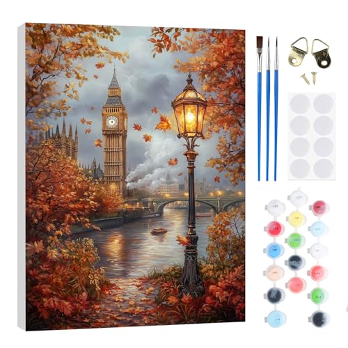 RICUVED Herbst Landschaft Malen nach Zahlen Erwachsene Kinder, London Malen nach Zahlen DIY Handgemalt Ölgemälde Kit Paint by Numbers Adult mit Rahmen 3 - Pinseln und Acrylfarbe Kit 20x30cm RICUVED Herbst Landschaft Malen nach Zahlen Erwachsene Kinder, London Malen nach Zahlen DIY Handgemalt Ölgemälde Kit Paint by Numbers Adult mit Rahmen 3 - Pinseln und Acrylfarbe Kit 20x30cm von RICUVED