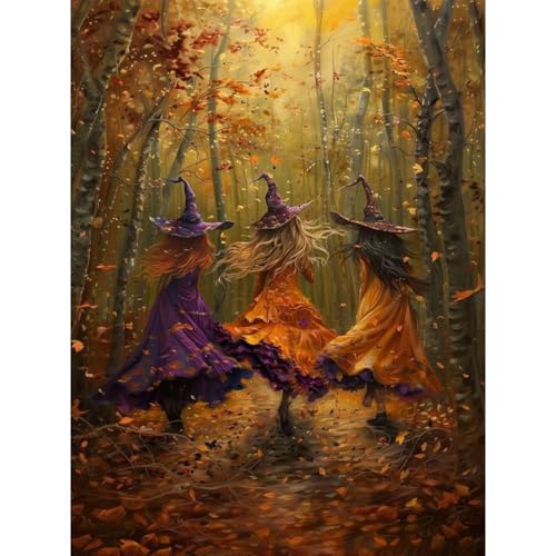 RICUVED Hexe Diamond Painting,5D Halloween Diamant Painting Bilder Erwachsene Diamond Painting Kinder, Full Drill Diamond Art Diamant Malerei Bilder für Home Dekor 30x40cm von RICUVED
