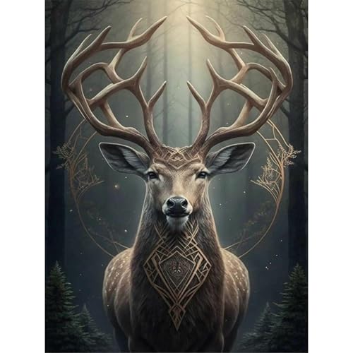 RICUVED Hirsch Diamond Painting,5D Diamant Painting Bilder Erwachsene Tiere Diamond Painting Kinder, Full Drill Diamond Art Diamant Malerei Bilder für Home Dekor 30x40cm von RICUVED