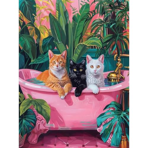 RICUVED Katze Badewanne Diamond Painting Erwachsene, 5D Tiere Diamant Painting Bilder Erwachsene, DIY Diamond Painting Bilder Diamant Malerei Set für Wanddekoration 30x40cm RICUVED Katze Badewanne Diamond Painting Erwachsene, 5D Tiere Diamant Painting Bilder Erwachsene, DIY Diamond Painting Bilder Diamant Malerei Set für Wanddekoration 30x40cm von RICUVED