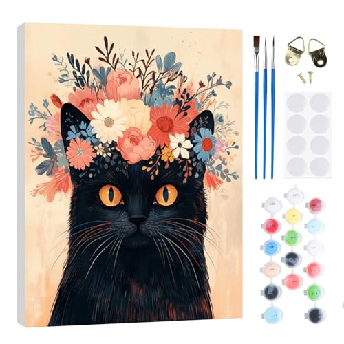 RICUVED Katze Malen Nach Zahlen Erwachsene,Blume Paint by Numbers Malen Nach Zahlen Kinder mit 20x30cm Holzrahmen, DIY mit Pinseln und Acrylfarben Handgemalt Ölgemälde Leinwand für Home Decor RICUVED Katze Malen Nach Zahlen Erwachsene,Blume Paint by Numbers Malen Nach Zahlen Kinder mit 20x30cm Holzrahmen, DIY mit Pinseln und Acrylfarben Handgemalt Ölgemälde Leinwand für Home Decor von RICUVED