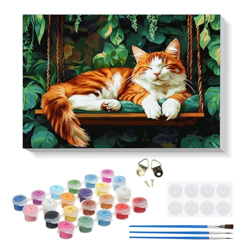 RICUVED Katze Malen Nach Zahlen Erwachsene,Tiere Paint by Numbers Malen Nach Zahlen Kinder mit 20x30cm Holzrahmen, DIY mit Pinseln und Acrylfarben Handgemalt Ölgemälde Leinwand für Home Decor RICUVED Katze Malen Nach Zahlen Erwachsene,Tiere Paint by Numbers Malen Nach Zahlen Kinder mit 20x30cm Holzrahmen, DIY mit Pinseln und Acrylfarben Handgemalt Ölgemälde Leinwand für Home Decor von RICUVED