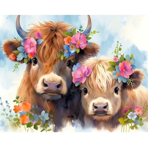 RICUVED Kuh Diamond Painting Erwachsene, 5D Tiere Diamant Painting Bilder Erwachsene, DIY Diamond Painting Bilder Diamant Malerei Set für Wanddekoration 30x40cm von RICUVED