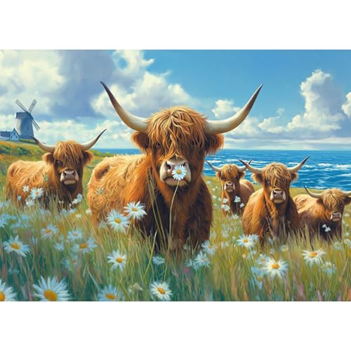 RICUVED Kuh Diamond Painting Erwachsene, 5D Tiere Diamant Painting Bilder Erwachsene, DIY Diamond Painting Bilder Diamant Malerei Set für Wanddekoration 30x40cm von RICUVED