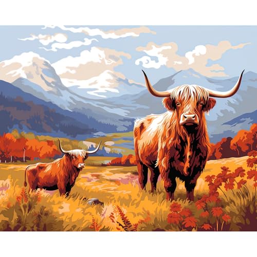 RICUVED Kuh Malen nach Zahlen Erwachsene -Tiere Malen nach Zahlen 40x50cm Leinwand Set ohne Rahmen, inkl. Acrylfarben, 3 Pinsel Metallhaken - DIY Ölgemälde für Anfänger Erwachsene RICUVED Kuh Malen nach Zahlen Erwachsene -Tiere Malen nach Zahlen 40x50cm Leinwand Set ohne Rahmen, inkl. Acrylfarben, 3 Pinsel Metallhaken - DIY Ölgemälde für Anfänger Erwachsene von RICUVED