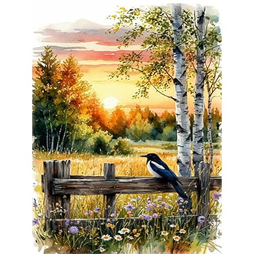 RICUVED Landschaft Diamond Painting,5D Bäume Diamant Painting Bilder Erwachsene Diamond Painting Kinder, Full Drill Diamond Art Diamant Malerei Bilder für Home Dekor 30x40cm von RICUVED