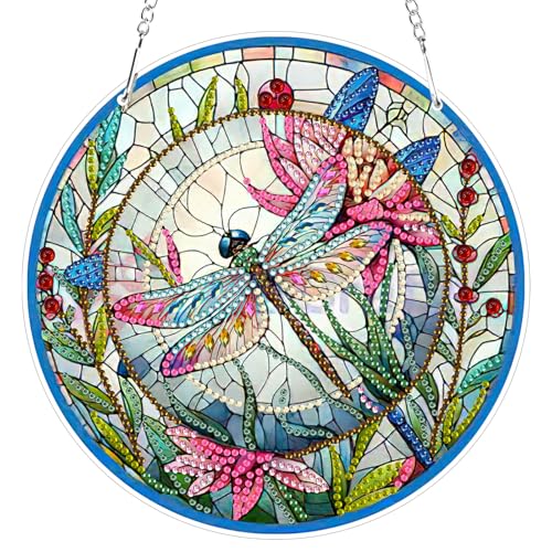 RICUVED Libelle Diamond Painting Anhänger, 5D Tiere Diamant Painting Hängende Ornament Set Kinder Erwachsene,Special Shaped Diamond Painting Anhänger Diamant Painting Bilder Windspiel für Dekoration von RICUVED