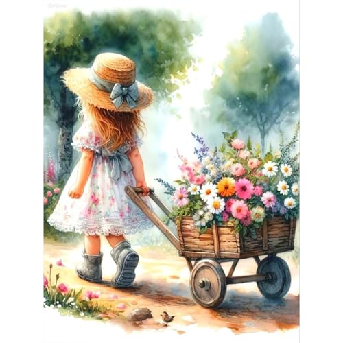 RICUVED Mädchen Diamond Painting,5D Diamant Painting Bilder Erwachsene Diamond Painting Kinder, Full Drill Blume Diamond Art Diamant Malerei Bilder für Home Dekor 30x40cm von RICUVED