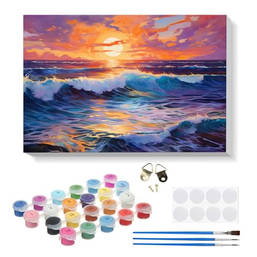 RICUVED Meer Wellen Malen nach Zahlen Set für Erwachsene Kinder mit Holzrahmen -Landschaft Digitale Ölmalerei, DIY Kunstkit Mit 3 - Pinseln und Acrylfarbe knitterfreie leinwand Kit Wandkunst 20x30cm RICUVED Meer Wellen Malen nach Zahlen Set für Erwachsene Kinder mit Holzrahmen -Landschaft Digitale Ölmalerei, DIY Kunstkit Mit 3 - Pinseln und Acrylfarbe knitterfreie leinwand Kit Wandkunst 20x30cm von RICUVED