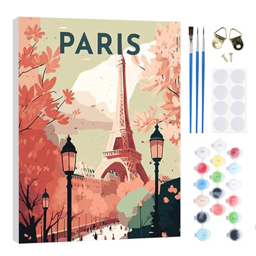 RICUVED PARIS Malen Nach Zahlen Erwachsene,Eiffelturm Paint by Numbers Malen Nach Zahlen Kinder mit 20x30cm Holzrahmen, DIY mit Pinseln und Acrylfarben Handgemalt Ölgemälde Leinwand für Home Deco RICUVED PARIS Malen Nach Zahlen Erwachsene,Eiffelturm Paint by Numbers Malen Nach Zahlen Kinder mit 20x30cm Holzrahmen, DIY mit Pinseln und Acrylfarben Handgemalt Ölgemälde Leinwand für Home Deco von RICUVED