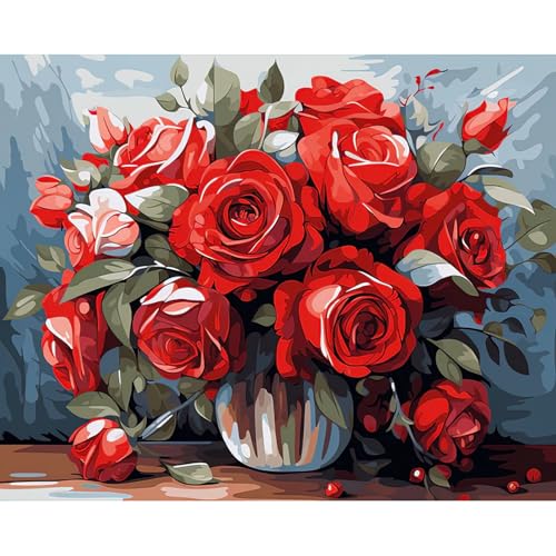 RICUVED Rosen Malen nach Zahlen Set für Erwachsene Anfänger - Blumen Malen nach Zahlen 40x50cm Leinwand ohne Rahmen, inkl. Pinsel, Acrylfarben Aufhänger - DIY Kunst zum Entspannen RICUVED Rosen Malen nach Zahlen Set für Erwachsene Anfänger - Blumen Malen nach Zahlen 40x50cm Leinwand ohne Rahmen, inkl. Pinsel, Acrylfarben Aufhänger - DIY Kunst zum Entspannen von RICUVED