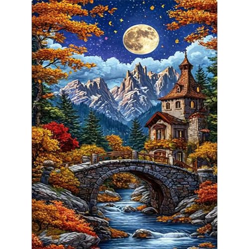 RICUVED Schloss Diamond Painting Erwachsene, 5D Landschaft Diamant Painting Bilder Erwachsene, DIY Diamond Painting Bilder Diamant Malerei Set für Wanddekoration 30x40cm von RICUVED