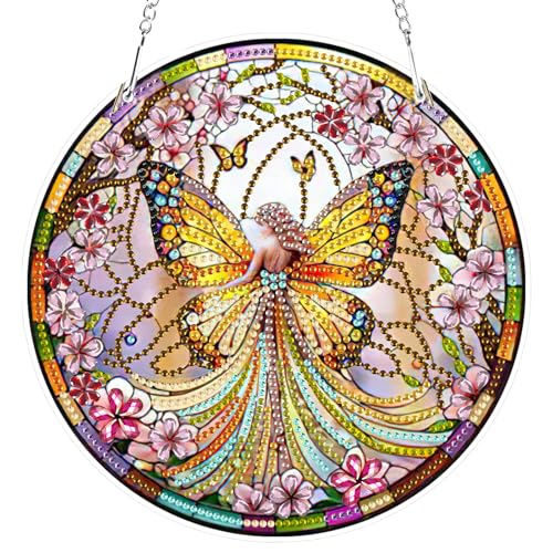 RICUVED Schmetterling Engel Diamond Painting Anhänger, 5D Blume Diamond Painting Hängende Ornament Set Kinder Erwachsene,Special Shaped Anhänger Diamant Painting Bilder Windspiel für Dekoration RICUVED Schmetterling Engel Diamond Painting Anhänger, 5D Blume Diamond Painting Hängende Ornament Set Kinder Erwachsene,Special Shaped Anhänger Diamant Painting Bilder Windspiel für Dekoration von RICUVED
