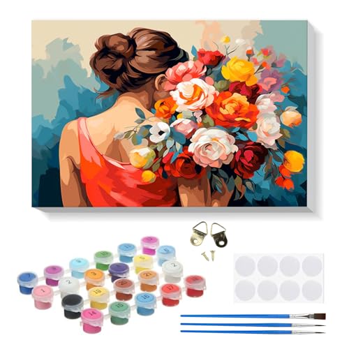 RICUVED Schönheit Malen Nach Zahlen Erwachsene,Blume Paint by Numbers Malen Nach Zahlen Kinder mit 20x30cm Holzrahmen, DIY mit Pinseln und Acrylfarben Handgemalt Ölgemälde Leinwand für Home Decor RICUVED Schönheit Malen Nach Zahlen Erwachsene,Blume Paint by Numbers Malen Nach Zahlen Kinder mit 20x30cm Holzrahmen, DIY mit Pinseln und Acrylfarben Handgemalt Ölgemälde Leinwand für Home Decor von RICUVED