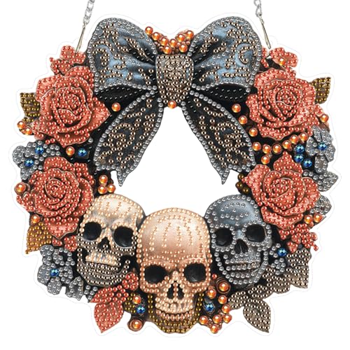 RICUVED Skull Diamond Painting Anhänger Fensterbilder Beidseitig, 5D Halloween Diamond Painting Hängende Ornament Set Kinder Erwachsene,Special Shaped Diamant Painting Bilder Windspiel für Dekoration RICUVED Skull Diamond Painting Anhänger Fensterbilder Beidseitig, 5D Halloween Diamond Painting Hängende Ornament Set Kinder Erwachsene,Special Shaped Diamant Painting Bilder Windspiel für Dekoration von RICUVED