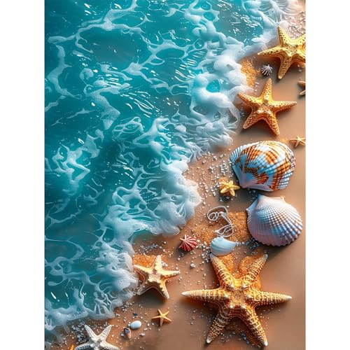 RICUVED Strand Meer Diamond Painting,5D Diamant Painting Bilder Erwachsene Diamond Painting Kinder, Full Drill Landschaft Diamond Art Diamant Malerei Bilder für Home Dekor 30x40cm von RICUVED
