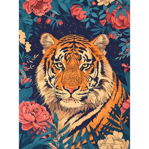 RICUVED Tiger Diamond Painting Erwachsene, 5D Tiere Diamant Painting Bilder Erwachsene, DIY Diamond Painting Bilder Diamant Malerei Set für Wanddekoration 30x40cm von RICUVED