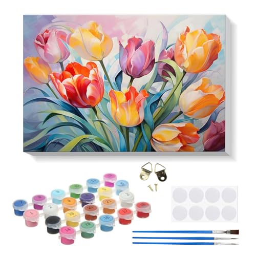 RICUVED Tulpen Malen nach Zahlen Set 20x30cm für Erwachsene Kinder mit Holzrahmen -Blume Digitale Ölmalerei Kits, DIY Kunstkit mit Farben, Pinsel und Holzrahmen, für Anfänger und Hobbykünstler RICUVED Tulpen Malen nach Zahlen Set 20x30cm für Erwachsene Kinder mit Holzrahmen -Blume Digitale Ölmalerei Kits, DIY Kunstkit mit Farben, Pinsel und Holzrahmen, für Anfänger und Hobbykünstler von RICUVED
