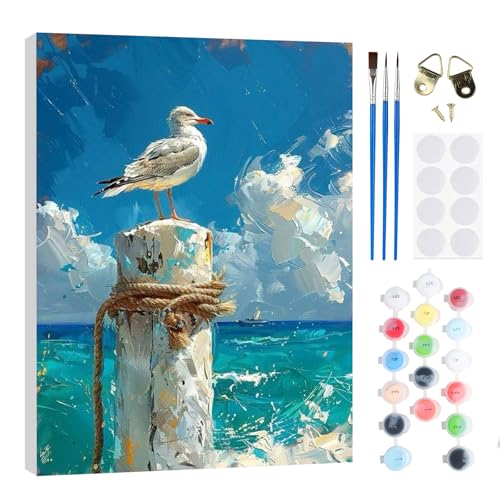 RICUVED Vogel Möwe Malen Nach Zahlen ab 5 6 7 Jahre Mädchen und Junge,Strand Malen Nach Zahlen für Kinder mit Rahmen 3 Pinsel und Acrylfarben 20x30cm RICUVED Vogel Möwe Malen Nach Zahlen ab 5 6 7 Jahre Mädchen und Junge,Strand Malen Nach Zahlen für Kinder mit Rahmen 3 Pinsel und Acrylfarben 20x30cm von RICUVED