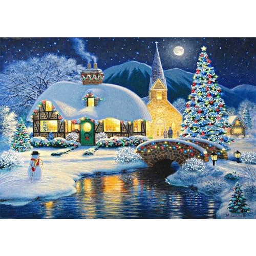 RICUVED Weihnachten Diamond Painting Bilder, 5D Weihnachtsbaum Diamant Painting Bilder Erwachsene Diamant Malerei Bilder Set Full Drill Landschaften Diamond Cross Stickerei Malerei Set 30x40cm von RICUVED