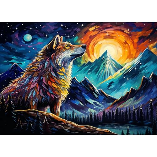 RICUVED Wölfe Diamond Painting,5D Diamant Painting Bilder Erwachsene Diamond Painting Kinder, Full Drill Tiere Diamond Art Diamant Malerei Bilder für Home Dekor 30x40cm von RICUVED