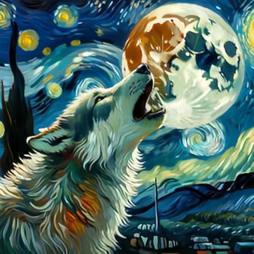 RICUVED Wolf Diamond Painting Erwachsene, 5D Tiere Diamant Painting Bilder Erwachsene, DIY Diamond Painting Bilder Diamant Malerei Set für Wanddekoration 30x30cm von RICUVED
